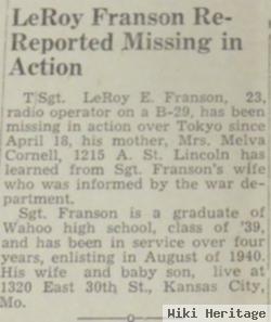 Tsgt Leroy E Franson