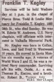 Franklin Thompson "frank" Kegley