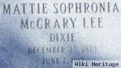 Mattie Sophronia "dixie" Mccrary Lee