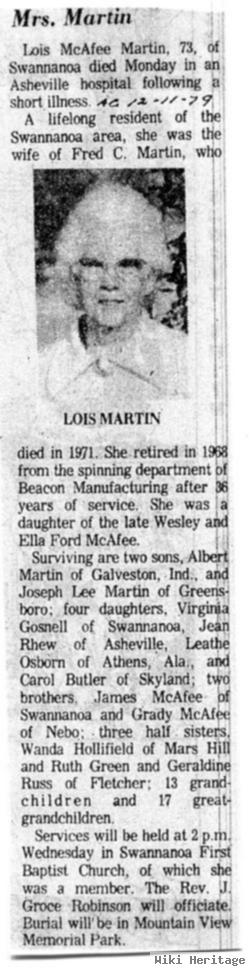 Martha Lois Mcfee Martin