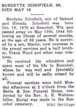 Burdette "bert" Schofield