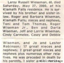 Leroy Russell "mikey" Wieseman