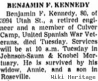 Benjamin F Kennedy