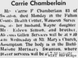 Caroline "carrie" Gillen Chamberlain