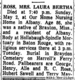 Mrs Laura Bertha Ross