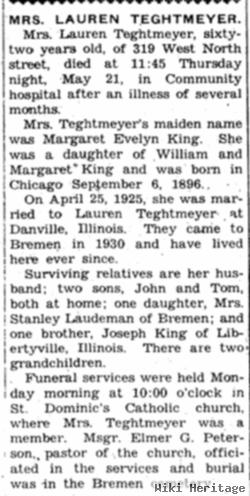 Margaret Evelyn King Teghtmeyer