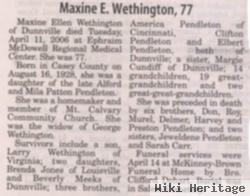 Maxine Ellen Pendleton Wethington