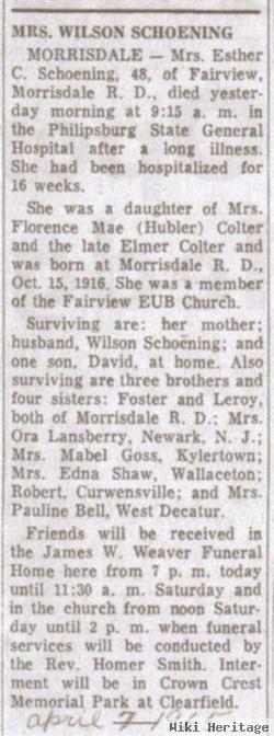 Esther C Coulter Schoening