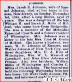 Sarah E Millis Johnson