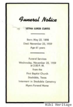 Letha Rae Luker Curtis