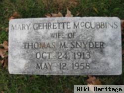 Mary Gehrette Mccubbins Snyder