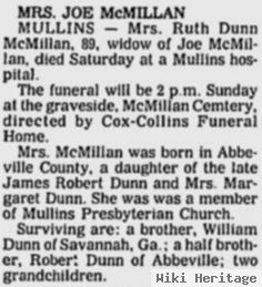 Ruth Dunn Mcmillan