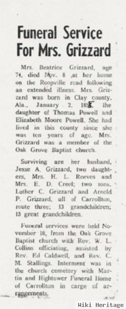 Beatrice Ella Powell Grizzard