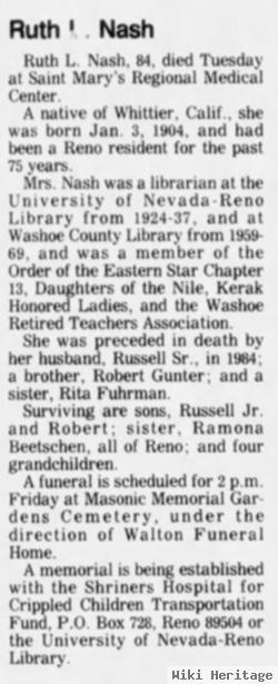 Ruth L. Gunter Nash