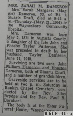 Sarah Margaret "maggie" Patterson Dameron