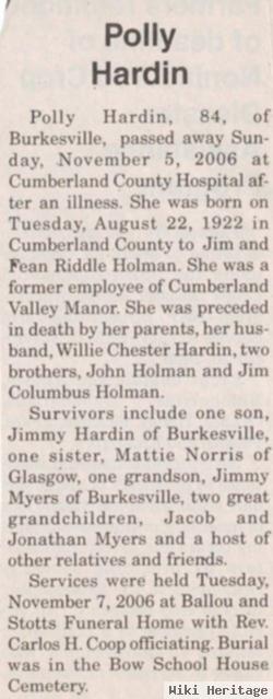 Polly Holman Hardin