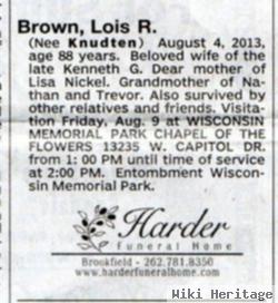 Lois R Knudten Brown