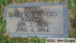 Sarah Mae "sadie" Beverly Hamrick