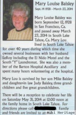 Mary Louise "marylou" Tone Baisley