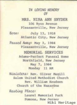 Nina Ann Aucott Snyder