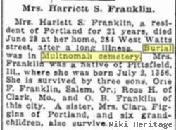 Harriett S "hattie" Bowman Franklin