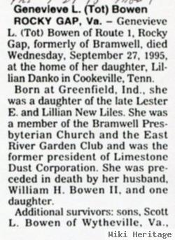 Genevieve Monger "tot" Liles Bowen