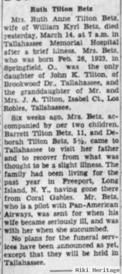 Ruth Ann Tilton Betz