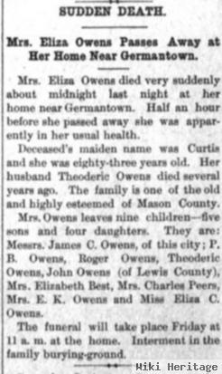 Eliza M Curtis Owens