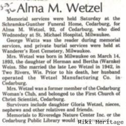 Alma M. Weiss Wetzel