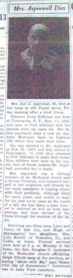 Florence Anna Robinson Aspinwall