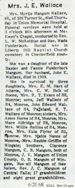 Myrtle Mcfadyen Mangum Wallace