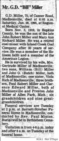 Wilbert Aka G.d. "bill" Miller