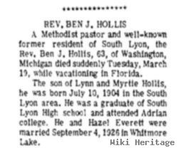 Rev Benjamin James "ben" Hollis