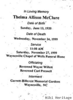 Thelma Edna Allison Mcclure