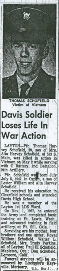 Pfc Thomas H Schofield