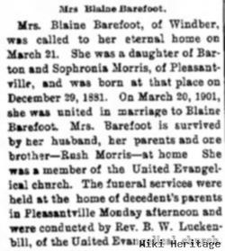 Elizabeth "lizzie" Morris Barefoot