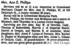 Ann Elizabeth "lizzie" Mcmanus Phillips