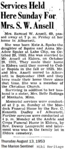 Kate A. Spake Ansell