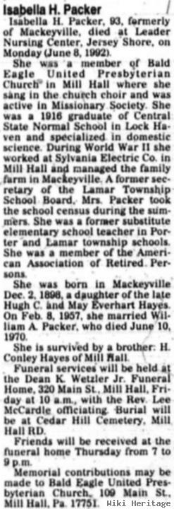 Isabel C Hayes Packer