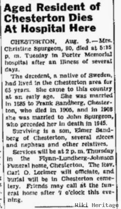 Christine Johnson Sandberg Spurgeon