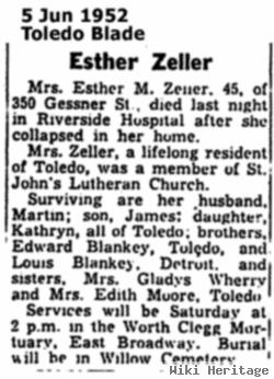Esther M Blankey Zeller