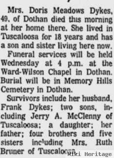 Doris A. Meadows Dykes