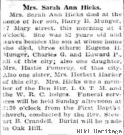 Sarah A Hicks