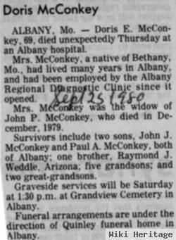 Doris Elaine Weddle Mcconkey