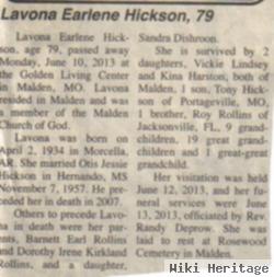 Lavona Earlene Hickson