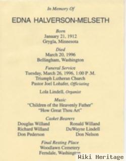 Edna Willand Halverson Melseth