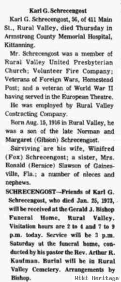 Sgt Karl G. Schrecengost