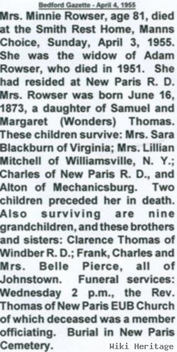 Clara Minnie Thomas Rowser