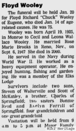 Floyd Richard "chuck" Wooley