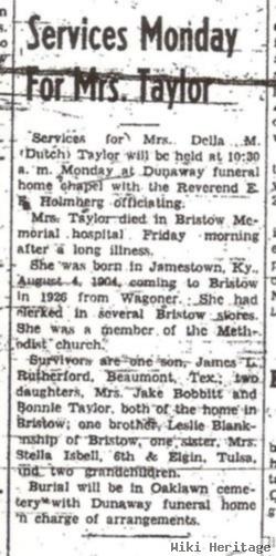 Della Marie "dutch" Blankenship Taylor Rutherford